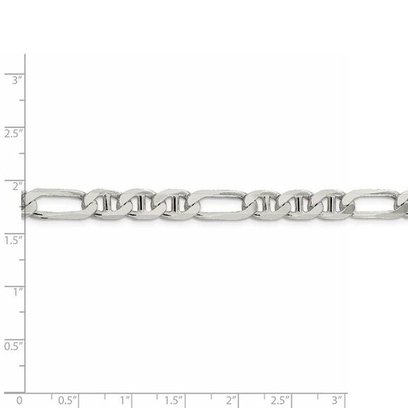 Mens 7.5mm Sterling Silver Solid Figaro Anchor Chain Necklace, 20 Inch